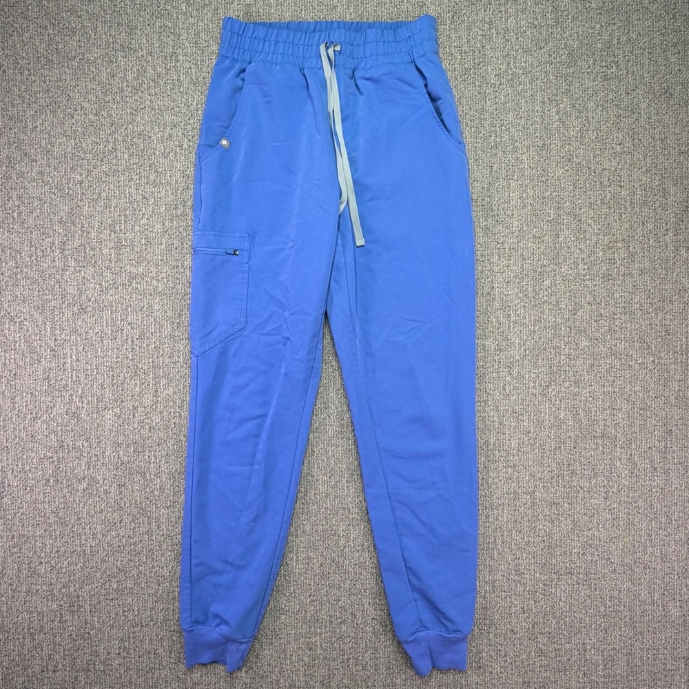 FIGS Zamora Jogger Scrub Pants Womens XS Ciel Blue Technical Cargo Pockets